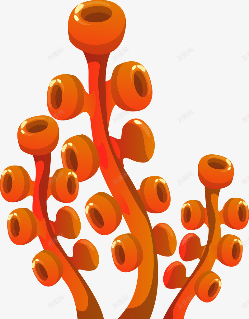 橙色珊瑚植物png免抠素材_新图网 https://ixintu.com 免抠PNG 植物 橙色 海底 海边 珊瑚 装饰图案