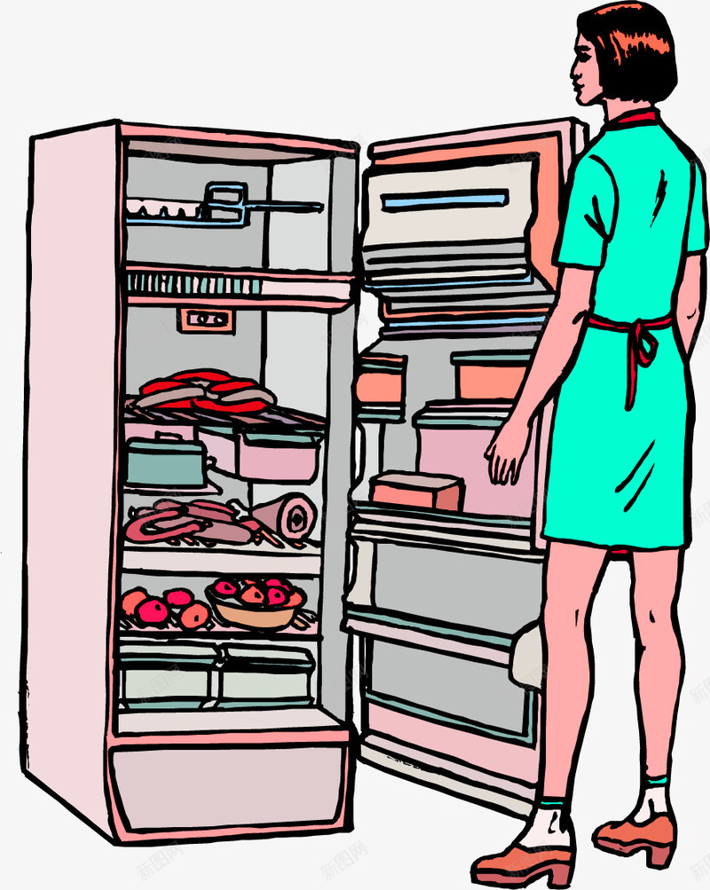 开冰箱的人png免抠素材_新图网 https://ixintu.com 人物 冰箱 手绘画 矢量装饰 装饰