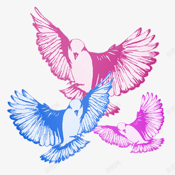 手绘和平鸽png免抠素材_新图网 https://ixintu.com 和平 和平鸽 彩色鸽 手绘鸽子 飞翔的鸽子 鸽子
