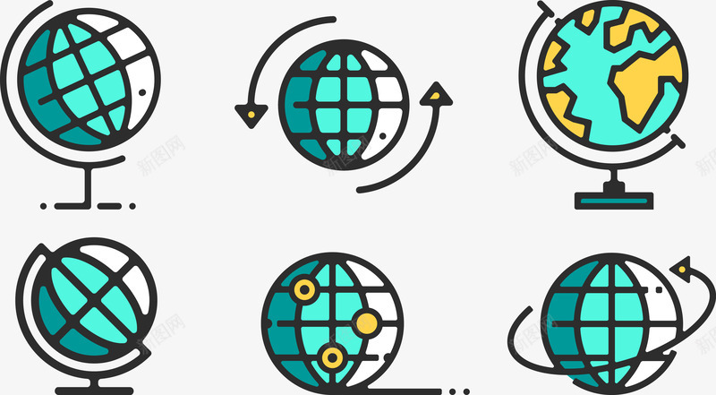 地球旋转png免抠素材_新图网 https://ixintu.com 360度旋转 地球仪 支架 教学 绿色