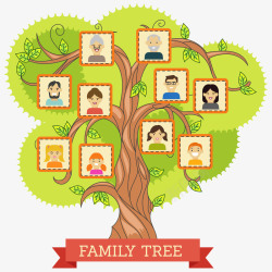 成员彩色的树装饰家庭成员矢量图高清图片