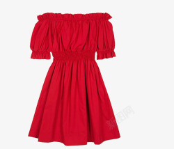 宽领红色连衣裙高清图片
