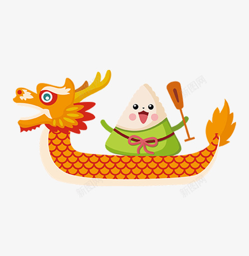 可爱粽子在赛龙舟png免抠素材_新图网 https://ixintu.com 卡通 可爱 彩色 橙色 端午节 笑脸 粽子 绿色 赛龙舟
