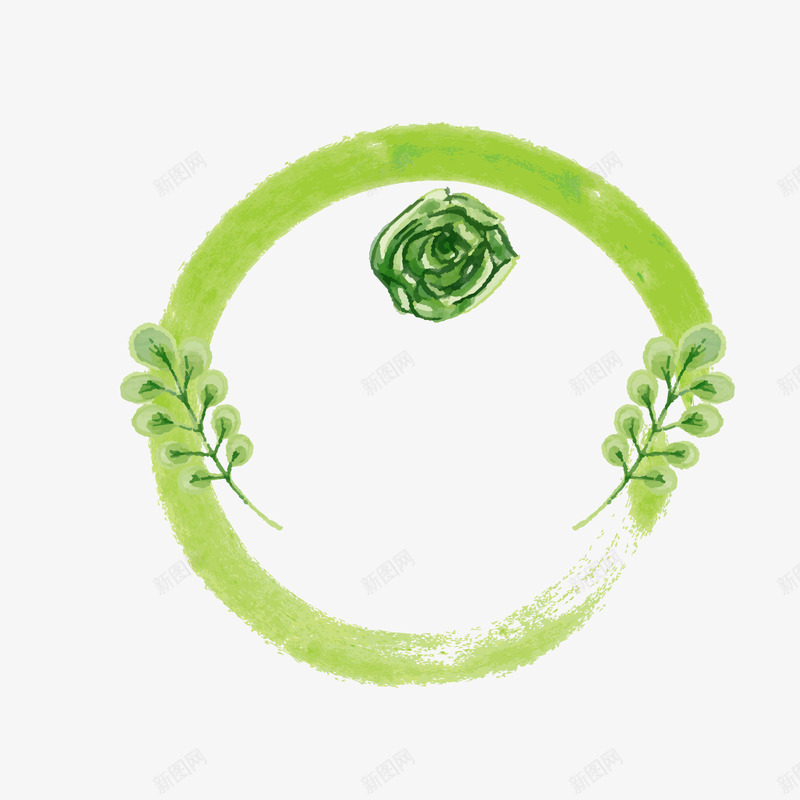 绿色圆形有机物标签png免抠素材_新图网 https://ixintu.com 圆形标签 水彩绘 绿色标签 绿色植物 背景装饰