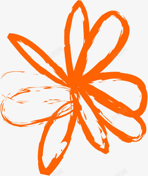 橙色创意手绘花卉png免抠素材_新图网 https://ixintu.com 创意 橙色 花卉