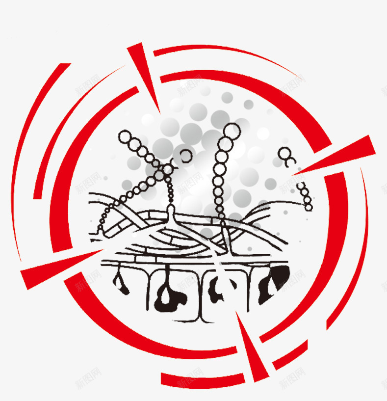 装饰旋转图案psd免抠素材_新图网 https://ixintu.com 弧形元素 手绘 旋转素材 箭头 红色