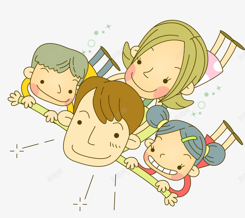 一家人正在飞翔矢量图ai免抠素材_新图网 https://ixintu.com 创意 家庭 手绘 插画 父母亲 矢量图