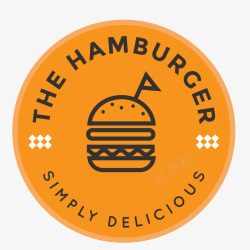 汉堡贴纸圆形的芝士汉堡标签矢量图高清图片
