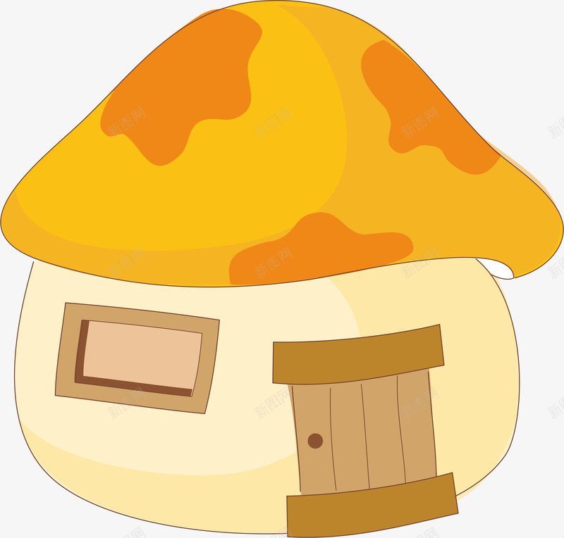 橙色蘑菇房矢量图ai免抠素材_新图网 https://ixintu.com ai 卡通 可爱 手绘 橙色 线条 蘑菇 矢量图