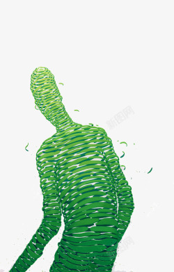 绿色人物旋转创意视觉素材