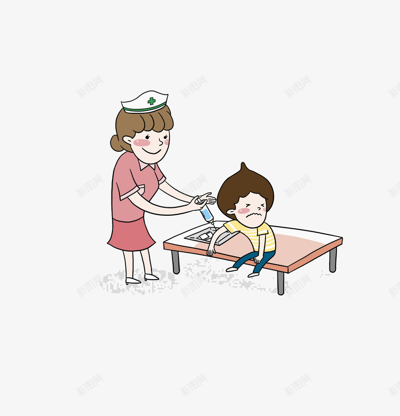 护士和小男孩png免抠素材_新图网 https://ixintu.com 人物插画 医护人员 卡通人物 小男孩 彩绘水彩画 患者 患者病人 护士 生病病人