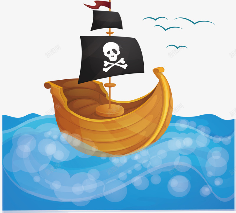 大海中的海盗船png免抠素材_新图网 https://ixintu.com 海洋 海盗船 海里的海盗船 矢量png 美丽的大海 蓝色大海