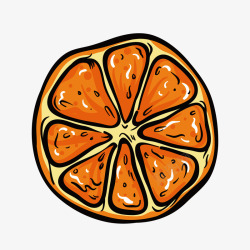 橙色圆形橙子水果卡通插画矢量图素材