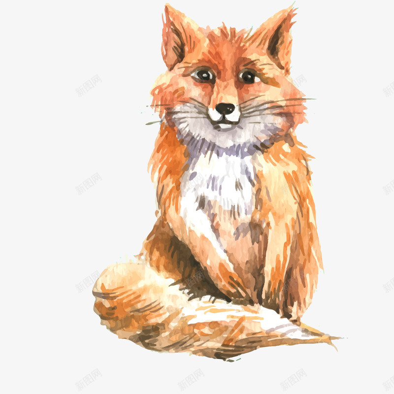 彩绘手绘狐狸动物png免抠素材_新图网 https://ixintu.com 动物设计 卡通 可爱 手绘 森林 狐狸 野生动物