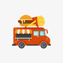 橙色面包和薯条餐车矢量图素材