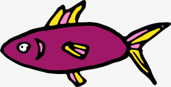 手绘卡通紫色小鱼素材