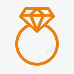 橙色卡通钻石戒指素材