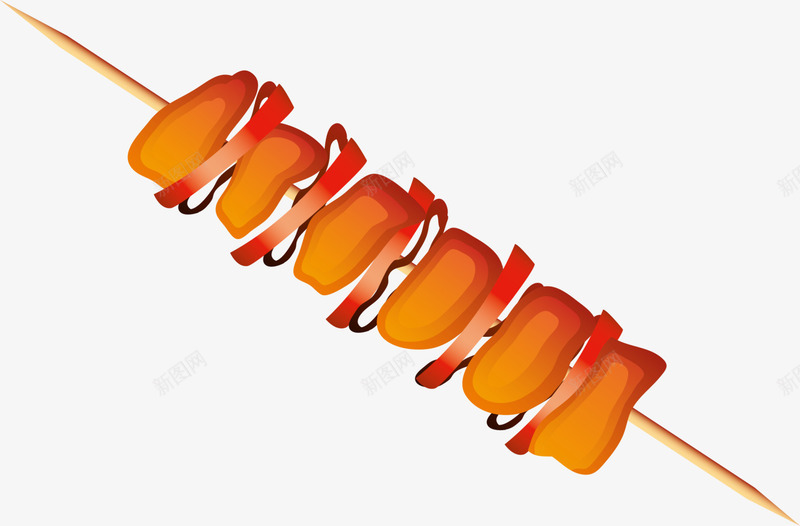 橙色卡通烤串png免抠素材_新图网 https://ixintu.com 卡通肉串 橙色烤串 烤肉 美食 装饰图案 食品 食物