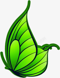 绿色飞翔的蝴蝶卡通装饰素材