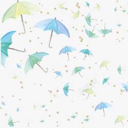 卡通水彩绘雨伞素材