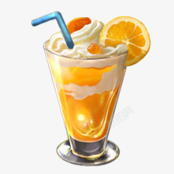 卡通果饮橙色果汁素材