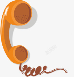通电导线电话电话卡通电话橙色电话图标高清图片