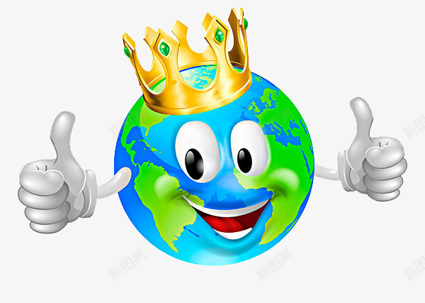 戴着皇冠的地球png免抠素材_新图网 https://ixintu.com 免抠 卡通 地球 戴着 皇冠