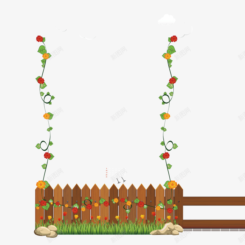 栅栏和花藤矢量图eps免抠素材_新图网 https://ixintu.com 叶子 栅栏 花藤 矢量图