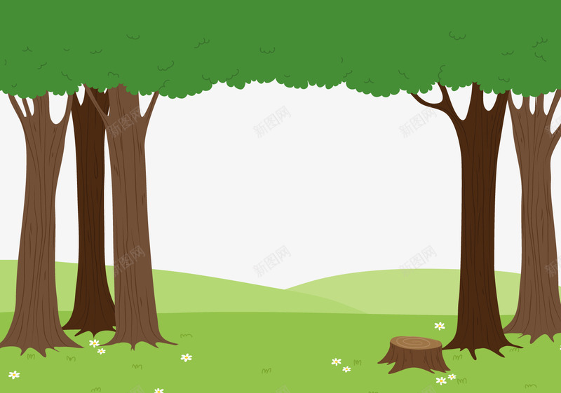 绿色树林植物png免抠素材_新图网 https://ixintu.com 卡通植物 树木 绿色树木 背景装饰 风景