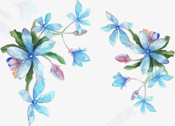 水彩绘蓝色花朵背景素材