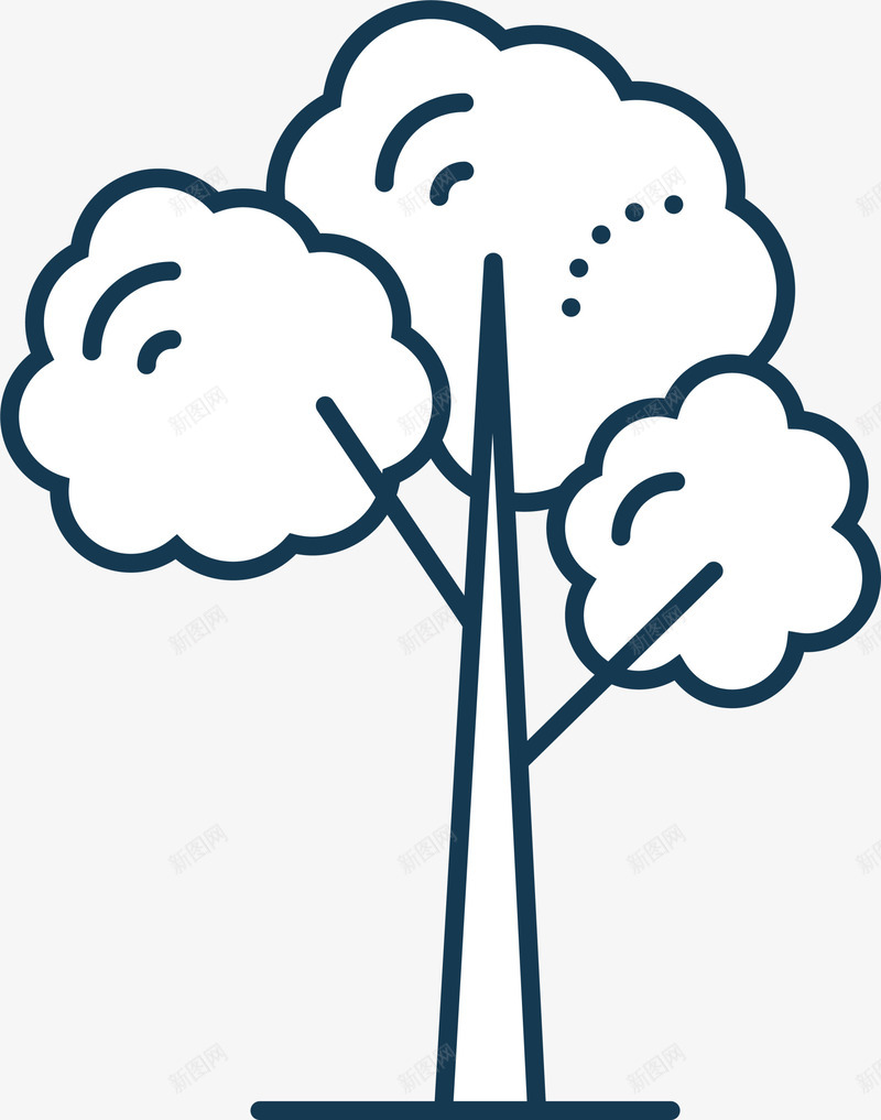 蓝色线条树木图标png_新图网 https://ixintu.com 免抠PNG 树木 植物 线条 蓝色 装饰图案