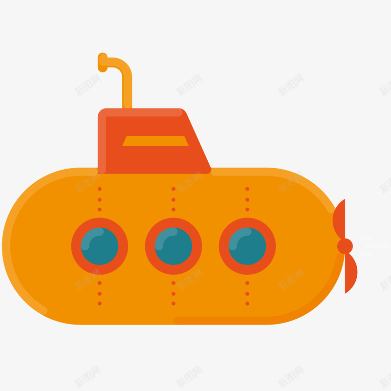 创意海底探险的潜水艇png免抠素材_新图网 https://ixintu.com 卡通 手绘 探测 探险 橙色 海底 潜水艇