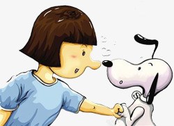 一个白色蒸锅人和狗狗握手高清图片