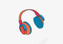 橙蓝色耳机矢量图素材