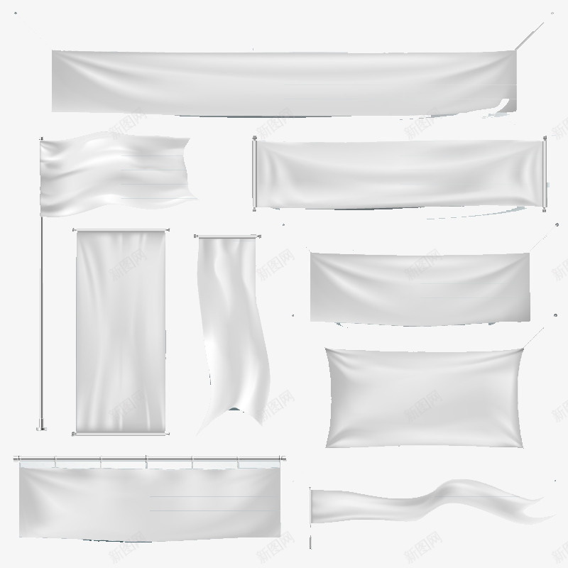 悬挂的白色绸布横幅png免抠素材_新图网 https://ixintu.com 横幅 白色 绸布