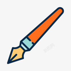 橙色钢笔素材