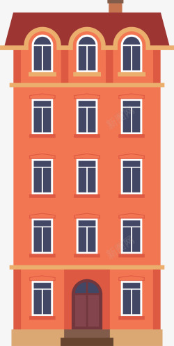 橙色的楼房橙色卡通小屋高清图片