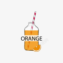 橙色橘子果汁矢量图素材