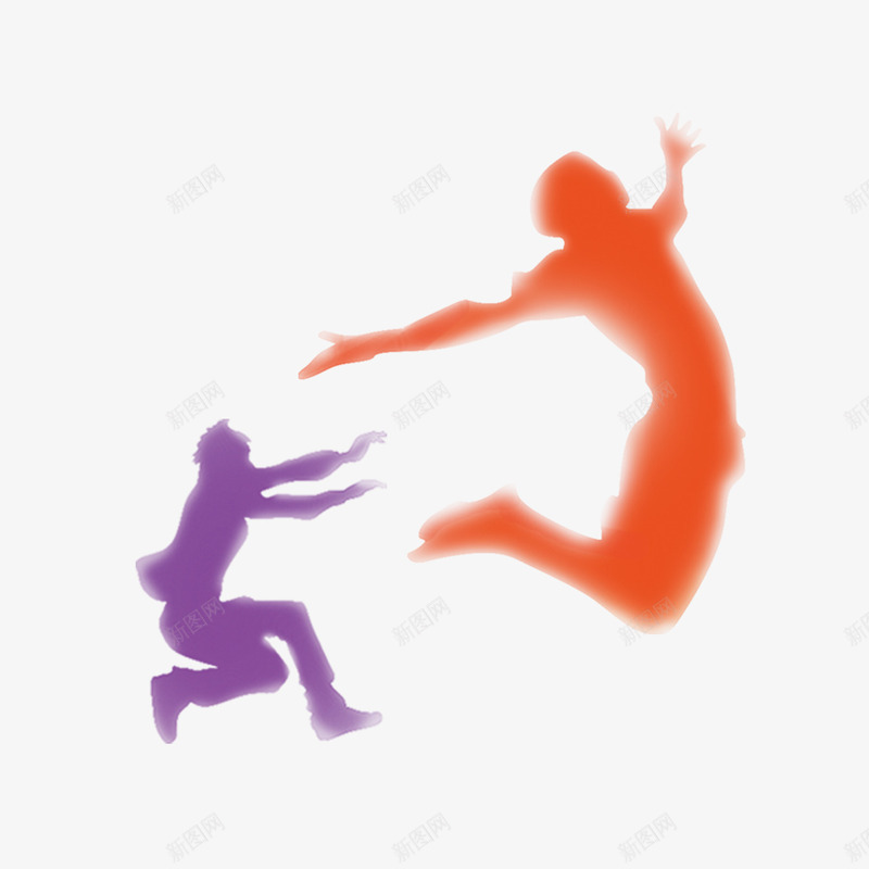 跳跃的人物png免抠素材_新图网 https://ixintu.com 人物 剪影 橙色 简约 紫色 跳跃 青春