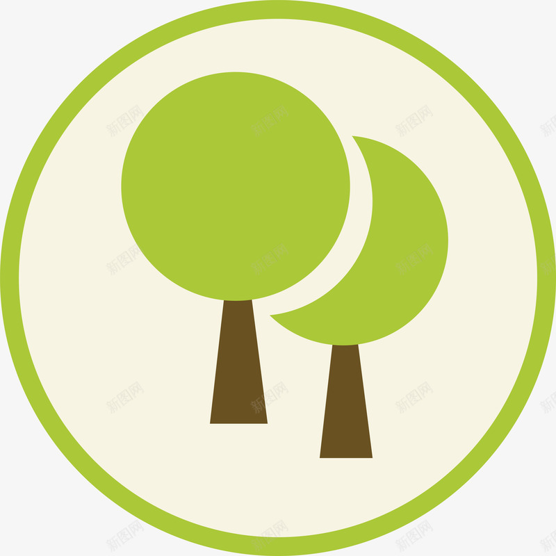 绿色树木图标两棵树png_新图网 https://ixintu.com 卡通 卡通树 手绘树 树 树叶 树木 植物 植物花朵矢量 灌木 砍伐树木 自然