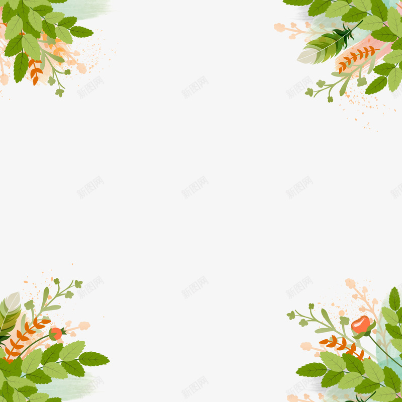 小清新水彩绘植物png免抠素材_新图网 https://ixintu.com 卡通 小清新 水彩绘植物 绿色叶子 绿色植物 背景装饰