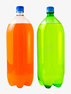 透明容器装饰橙色和绿色饮料的塑素材