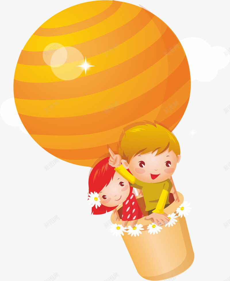 热气球png免抠素材_新图网 https://ixintu.com 卡通 卡通人物 可爱 橙色 热气球 装饰