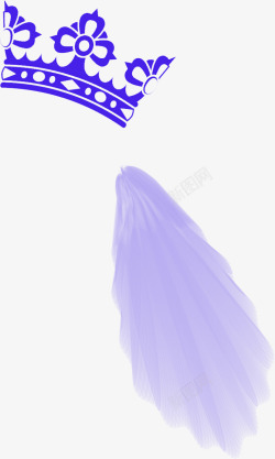 蓝紫色皇冠丝带装饰素材