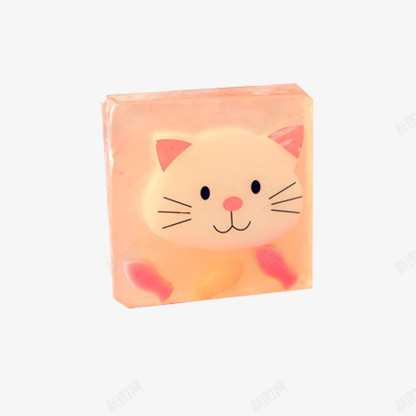 卡通猫咪手工皂png免抠素材_新图网 https://ixintu.com 可爱 橙色 猫吃鱼产品实物 香甜