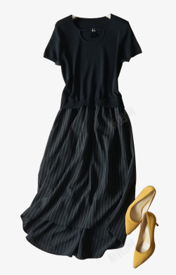 黑色半袖裙素材
