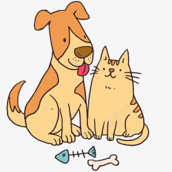 彩绘国际友谊节猫和狗素材
