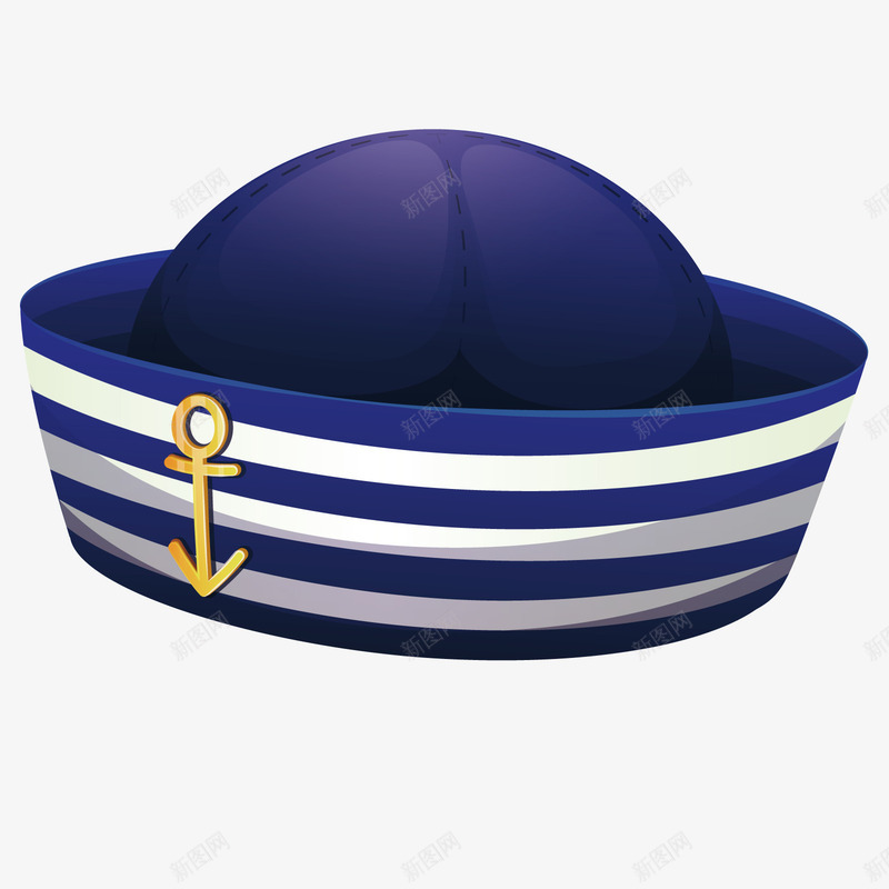 水手帽png免抠素材_新图网 https://ixintu.com 帽子 条纹 海军风 装饰