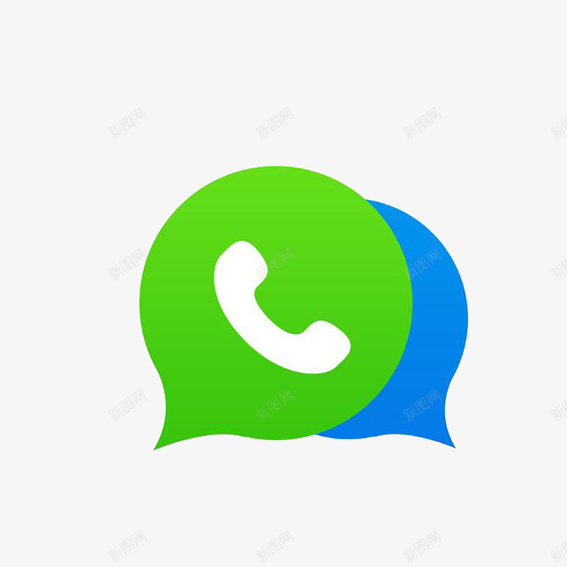 电话微信图标png_新图网 https://ixintu.com 手绘图标 电话 电话微信 绿色深蓝白色