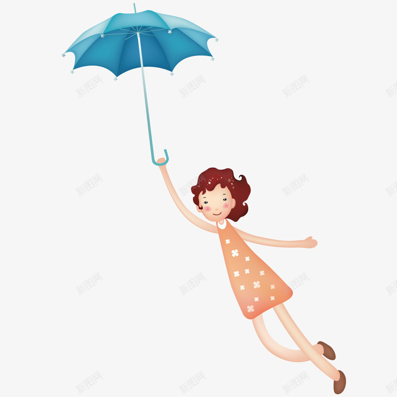 拿着雨伞飞翔矢量图ai免抠素材_新图网 https://ixintu.com 女孩 手绘 插画 雨伞 飞翔 矢量图